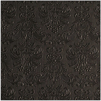 Ambiente Servetten Luxe - 30x stuks - 40 x 40 cm - zwart - barok patroon - 3 laags