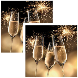Ambiente Servetten Oud en Nieuw - 60x stuks - 3 laags - 33 x 33 cm - champagne