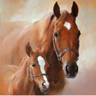 Ambiente servetten - paard met veulen - 60x stuks - 3-laags - wegwerpservetten - feestartikelen