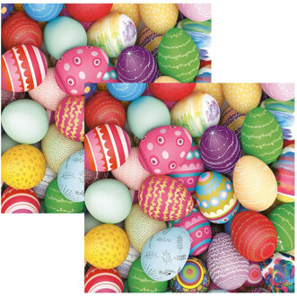 Ambiente Servetten Pasen thema - 40x - gekleurde eieren - 33 x 33 cm - papier - feestservetten