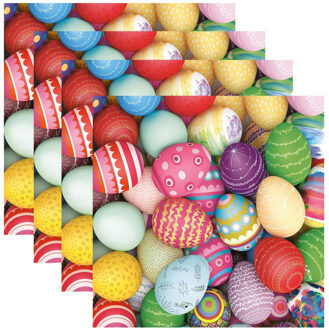 Ambiente Servetten Pasen thema - 80x - gekleurde eieren - 33 x 33 cm - papier - feestservetten
