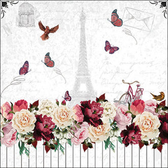 Ambiente Servetten Romantic Paris 33cm Wit