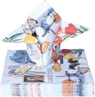 Ambiente Tafel diner servetten - Nederland/Holland thema - 20x stuks - 33 x 33 cm