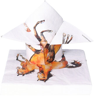 Ambiente Tafel diner servetten - Paarden thema - 20x stuks - 33 x 33 cm Wit