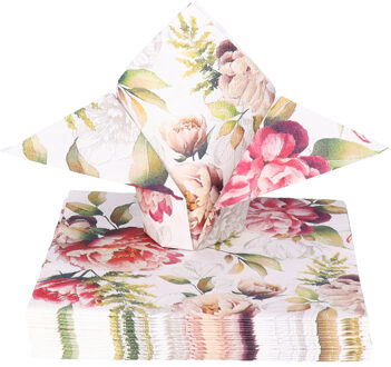 Ambiente Tafel diner servetten - Pioenrozen thema - 40x stuks - 33 x 33 cm - bloemen