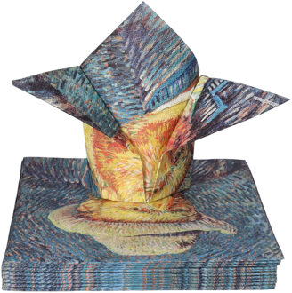 Ambiente Tafel diner servetten - Vincent van Gogh - 20x stuks - 33 x 33 cm - schilderijen - kunst