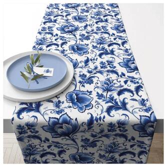 Ambiente Tafelloper 40x150cm delft blauw florals