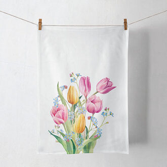 Ambiente Theedoek Tulips Bouquet wit