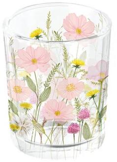 Ambiente Theelichthouder pastel flowers roze transparant