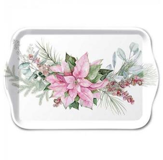 Ambiente Tray 13x21cm Pink poinsettia wit