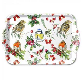 Ambiente Tray Birds in winter 13x21cm wit