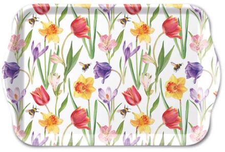 Ambiente Tray melamine 13x21 cm flowers in spring wit
