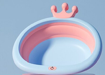 Amboch Klein Formaat Wastafel Voor Baby Draagbare Baby Wastafel kroon licht blauw