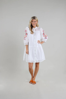 Ame dress embroidery off white Wit - L