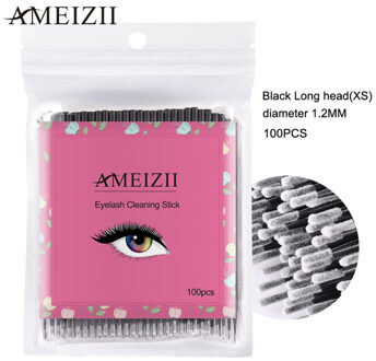 AMEIZII 100 stks/zak graft wimper wattenstaafje wegwerp wattenstaafje Verwijderen wattenstaafje wattenstaafje make schoon stok zak 01 zwart XS