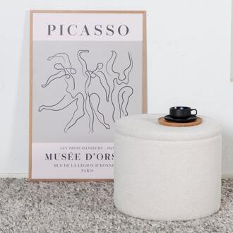 Amelia poef teddystof wit - met opbergruimte - Ø 51 cm