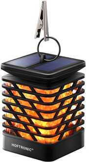Amelia - Solar Lantaarn Lampion met vlam effect kaarslamp windlicht zwart IP65 waterdicht Solar Tafellamp buiten en Hanglamp. Super realistische fakkellamp - Tuinverlichting op zonne energie buitenlamp