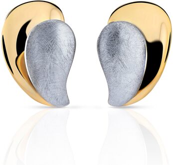 'Ameliana' Dames 925 Sterling Zilveren Set: Hanger + Oorbellen + Ring - Zilver/ Goud SET-7508 Zilver en goud