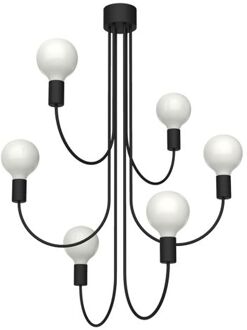 America Plafondlamp, 6xe27, Metaal, Zwart Mat, 60cm