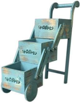 American country solid wood mini flower stand trolley balcony wooden succulent flower pot desktop storage box