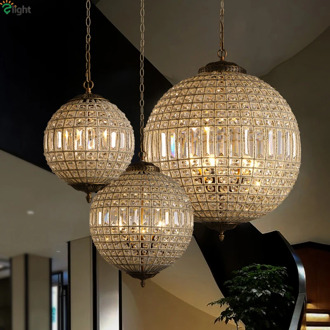 American Retro RH Crystal Led Pendant Lights Living Room Led Pendant Light Dining Room Led Pendant Lamp Hanging Light Fixtures