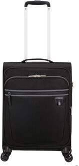 American Tourister Aerospin Spinner S Exp black zachte koffer lichtgewicht koffer Zwart - H 55 x B 40 x D 23 cm