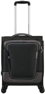 American Tourister Pulsonic Spinner 55 EXP asphalt black Zachte koffer Zwart - H 55 x B 40 x D 26