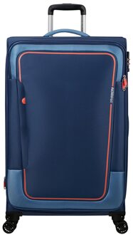 American Tourister Pulsonic Spinner 81 EXP combat navy Zachte koffer Blauw - H 81 x B 49 x D 34