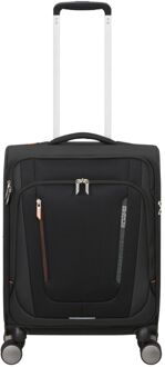 American Tourister Wanderlite Handbagage Spinner S - 44 liter - 55x40x20 cm - shadow black zachte koffer lichtgewicht koffer Zwart - H 55 x B 40 x D 20 cm