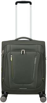 American Tourister Wanderlite Handbagage Spinner S - Uitbreidbaar 45/49.5 liter - 55x40x25 cm - dark khaki zachte koffer lichtgewicht koffer Groen - H 55 x B 40 x D 23 cm