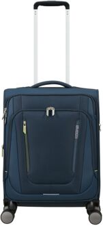 American Tourister Wanderlite Handbagage Spinner S - Uitbreidbaar 45/49.5 liter - 55x40x25 cm - dark navy zachte koffer lichtgewicht koffer Blauw - H 55 x B 40 x D 23 cm