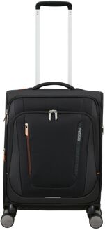 American Tourister Wanderlite Handbagage Spinner S - Uitbreidbaar 45/49.5 liter - 55x40x25 cm - shadow black zachte koffer lichtgewicht koffer Zwart - H 55 x B 40 x D 23 cm