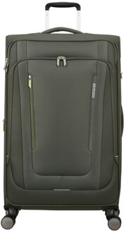 American Tourister Wanderlite Spinner L - Uitbreidbaar 108/123 liter - 79x48x31/34 cm - dark khaki zachte koffer lichtgewicht koffer Groen - H 79 x B 48 x D 31 cm