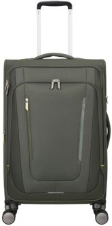 American Tourister Wanderlite Spinner M - Uitbreidbaar 73/81 liter - 68x43x29/32 cm - dark khaki zachte koffer Groen - H 68 x B 43 x D 29 cm