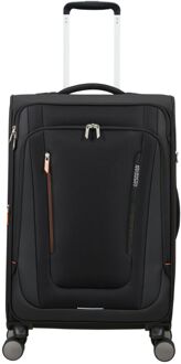 American Tourister Wanderlite Spinner M - Uitbreidbaar 73/81 liter - 68x43x29/32 cm - shadow black zachte koffer Zwart - H 68 x B 43 x D 29 cm