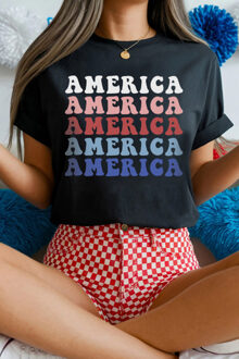 Amerika Grafische Print T-shirt - maat M Zwart