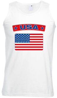 Amerika singlet shirt/ tanktop USA vlag wit heren XL