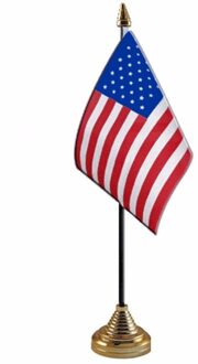 Amerika/USA tafelvlaggetje - 10 x 15 cm - met standaard - hoogte 27 cm - landen versiering Multi