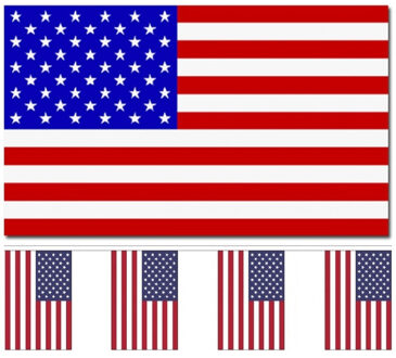 Amerika/USA versiering/feestartikelen set - vlag 90 x 150 cm - vlaggenlijn van 300 cm - landen