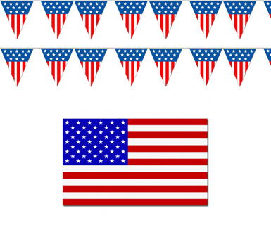 Amerika/USA vlaggen versiering pakket - binnen/buiten - 3-delig - Landen decoraties
