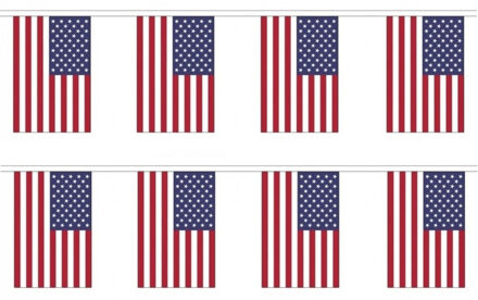 Amerika/USA vlaggenlijn van stof - 2x - 300 cm - polyester - landen vlaggetjes - versiering