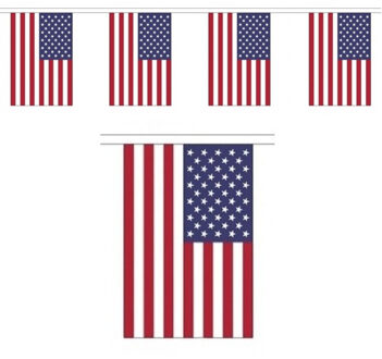 Amerika/USA vlaggenlijn van stof - 300 cm - polyester - landen vlaggetjes - versiering