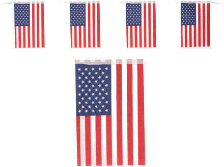 Amerika/USA vlaggetjes - slinger/vlaggenlijn - 4.50 meter - plastic