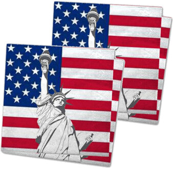 Amerika/Verenigde Staten/USA landen vlag thema servetten - 33 x 33 cm - 40x stuks - Papier