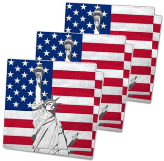 Amerika/Verenigde Staten/USA landen vlag thema servetten - 33 x 33 cm - 60x stuks - Papier