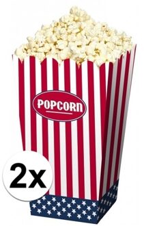 Amerikaanse popcorn en snoep serveer bakjes - 8x stuks - 16 x 9 cm - karton