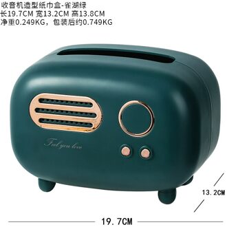 Amerikaanse Retro Creatieve Servet Lade Radio Tissue Opbergdoos Restaurant Hotel Thuis Woonkamer Decoratie Ornamenten groen L19.7W13.2CM