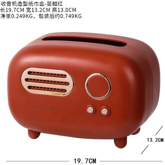 Amerikaanse Retro Creatieve Servet Lade Radio Tissue Opbergdoos Restaurant Hotel Thuis Woonkamer Decoratie Ornamenten rood L19.7W13.2CM