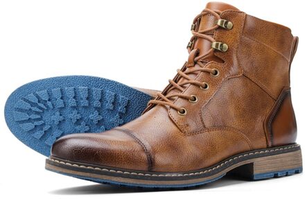 Amerikaanse Stijl Mannen Laarzen Comfortabele Enkellaarsjes Leer # AL603C4 bruin / 8