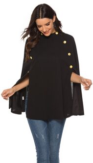Amerikaanse Stijl Stand-Up Kraag Double-Breasted Mouwloze Volleyed Cape Effen Kleur Windjack XL